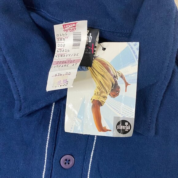 Lot Of 2 NWT Vintage Levis Silvertab Button Up Polo Shirt Short Sleeve Striped L - Picture 6 of 16